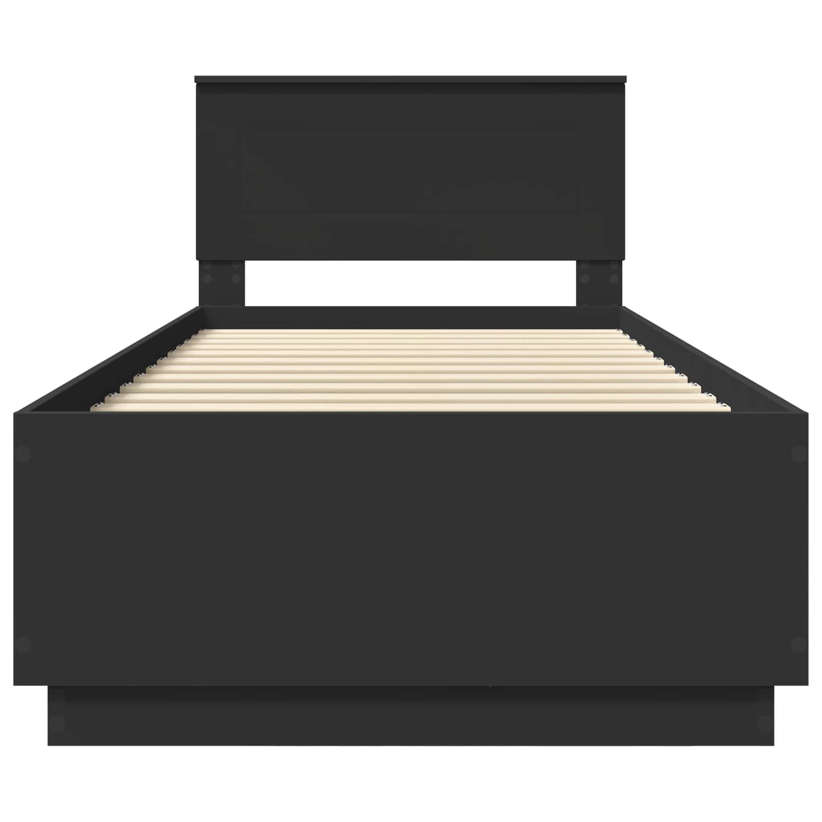 Sängram med huvudgavel Svart 90 x 200 cm Konstruerat trä