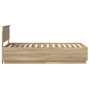 Sängram med huvudgavel Sonoma-ek 90 x 200 cm Konstruerat trä