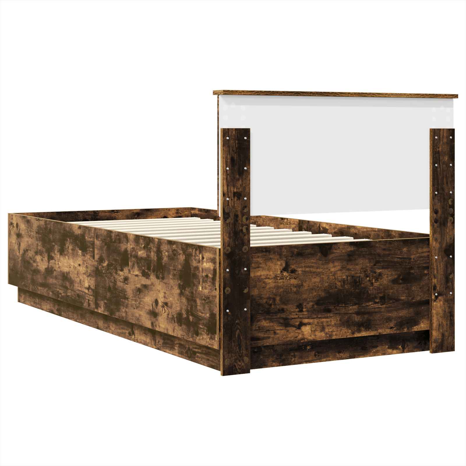 Sängram med huvudgavel Rökt ek 90 x 200 cm Konstruerat trä