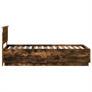 Sängram med huvudgavel Rökt ek 90 x 200 cm Konstruerat trä