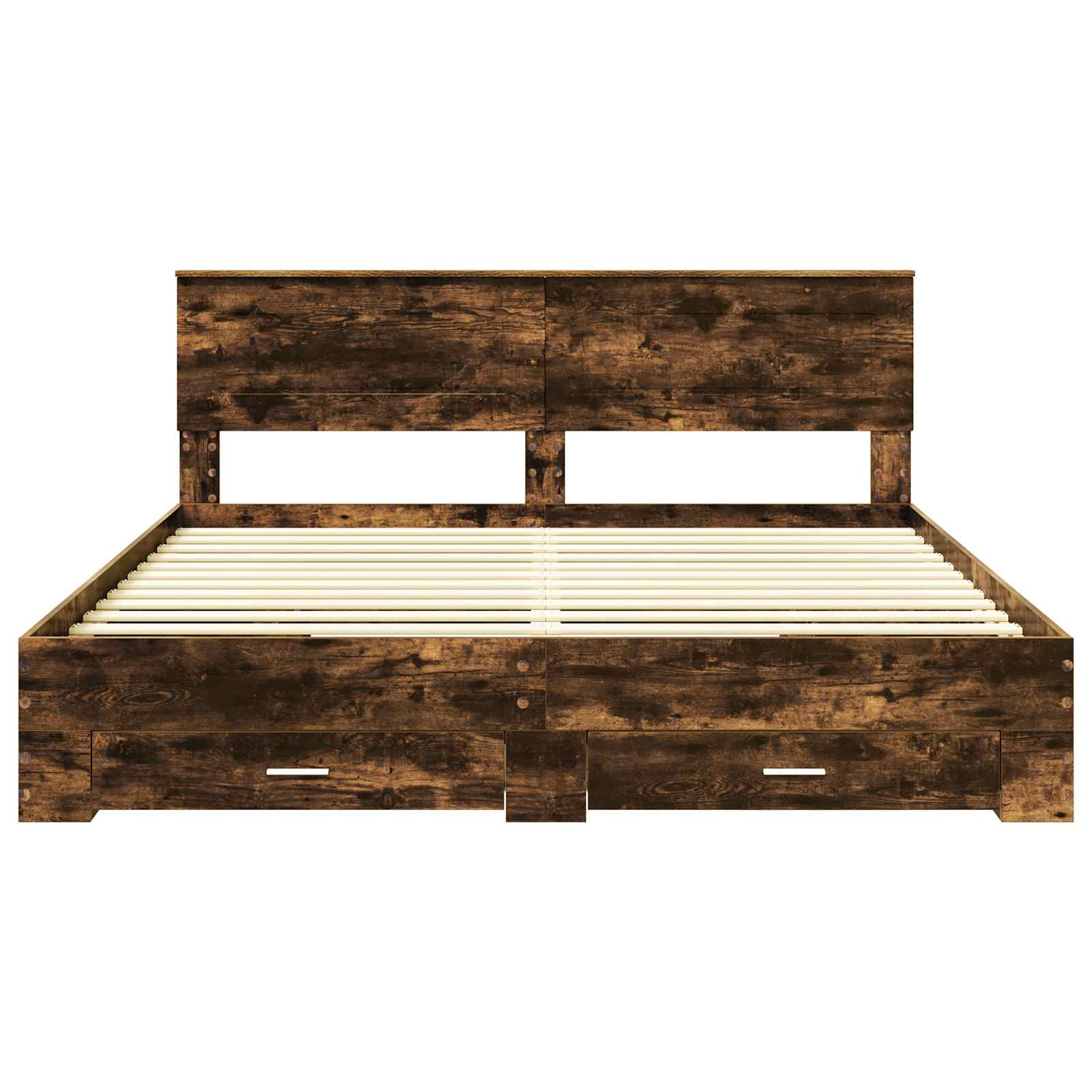 Sängram med huvudgavel Rökt ek 200 x 200 cm Konstruerat trä