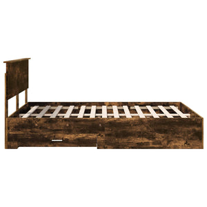 Sängram med huvudgavel Rökt ek 140 x 190 cm Konstruerat trä