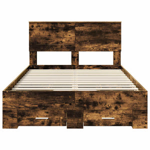 Sängram med huvudgavel Rökt ek 120 x 190 cm Konstruerat trä