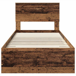 Sängram med huvudgavel Gammalt trä 100 x 200 cm Konstruerat trä