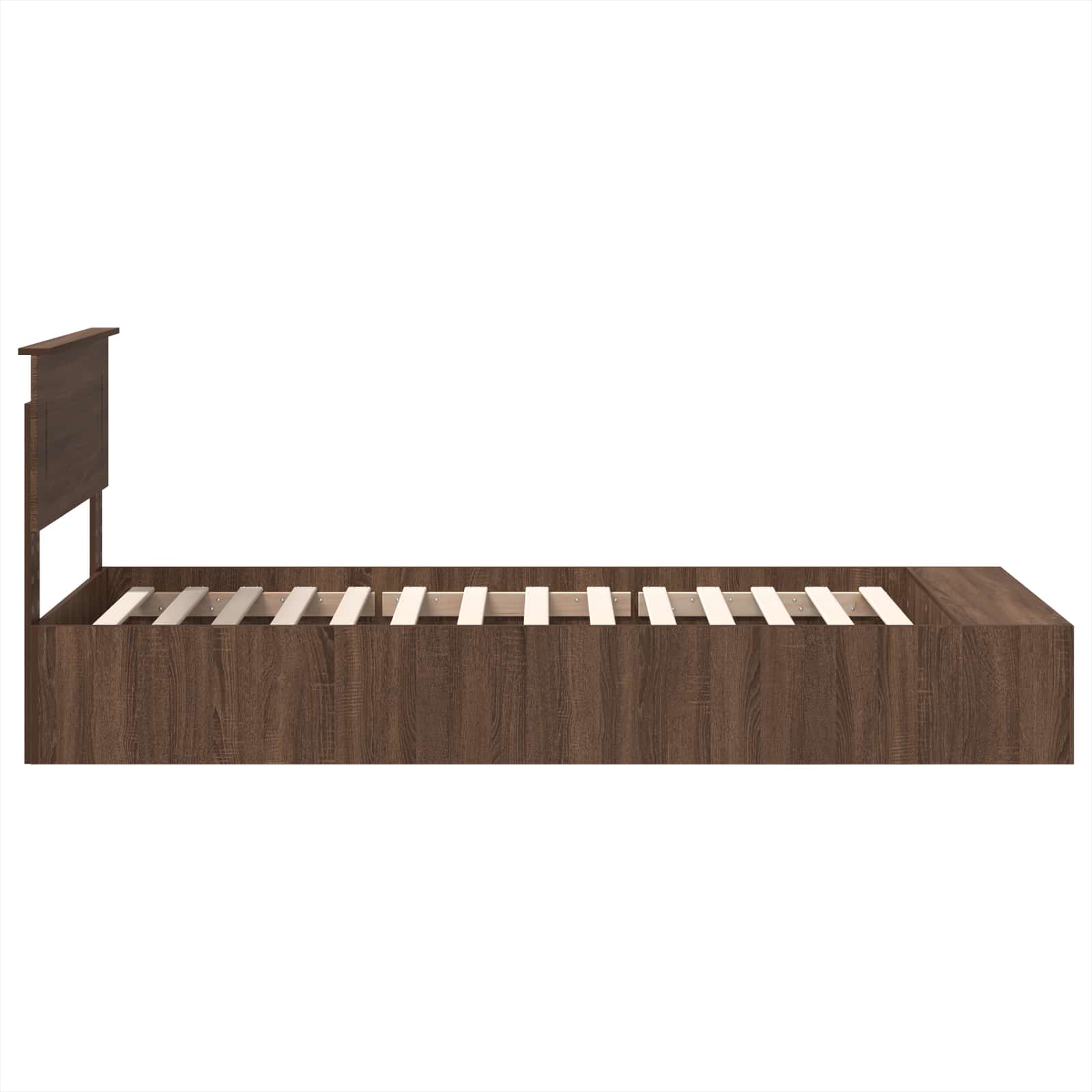 Sängram med hylla Brun Ek 100 x 200 cm Konstruerat trä