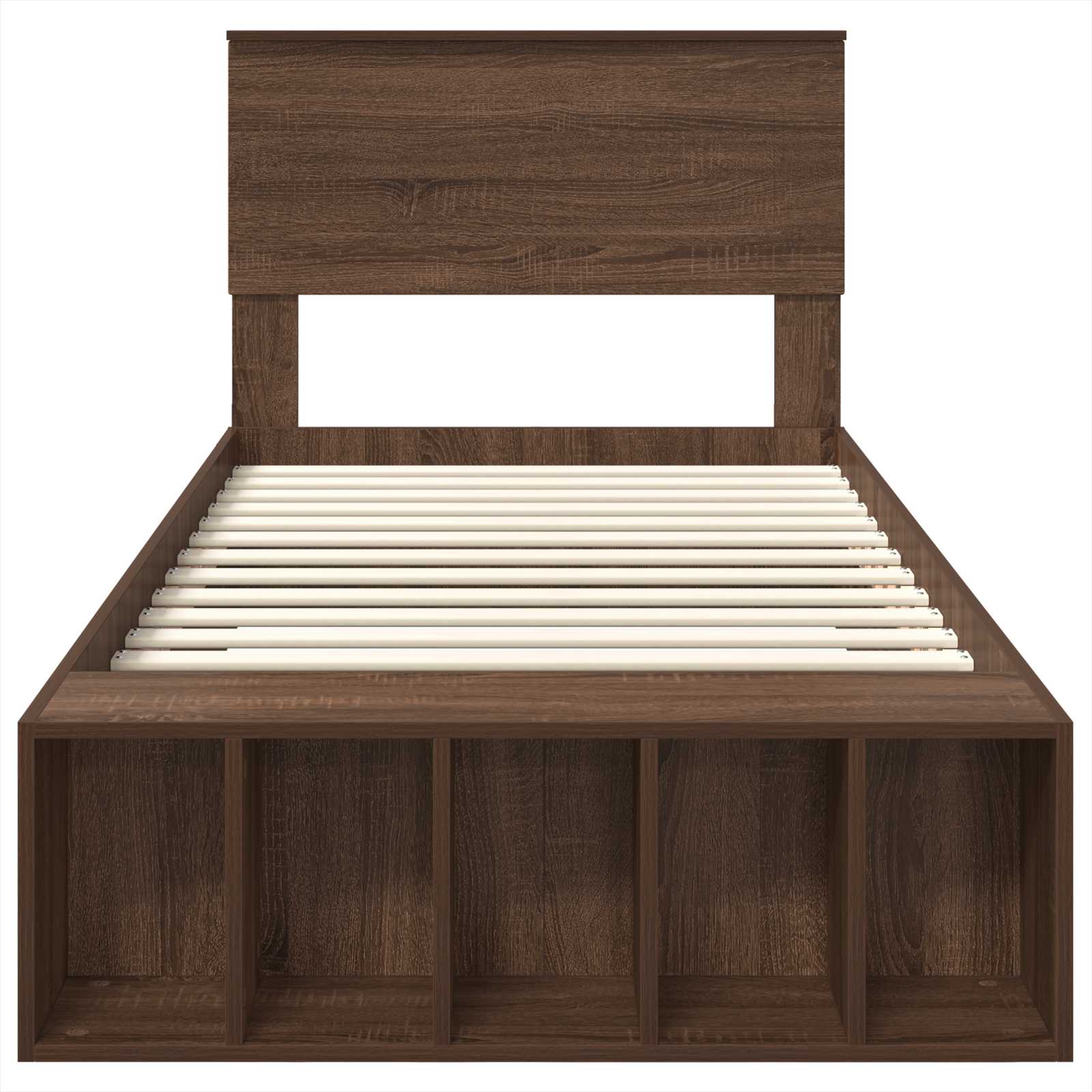 Sängram med hylla Brun Ek 90 x 200 cm Konstruerat trä