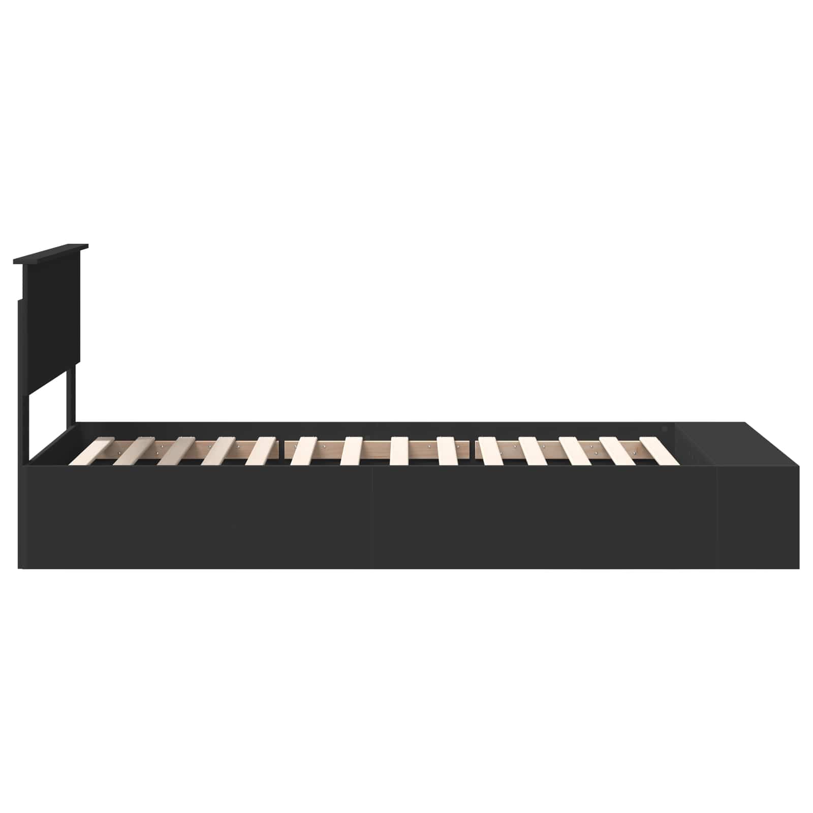 Sängram med hylla med lagring Svart 75 x 190 cm Konstruerat trä