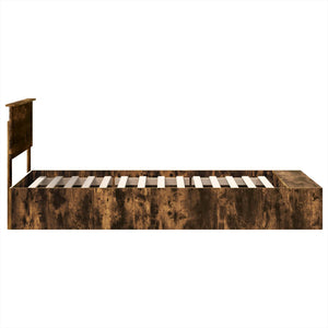 Sängram med hylla Rökt ek 75 x 190 cm Konstruerat trä