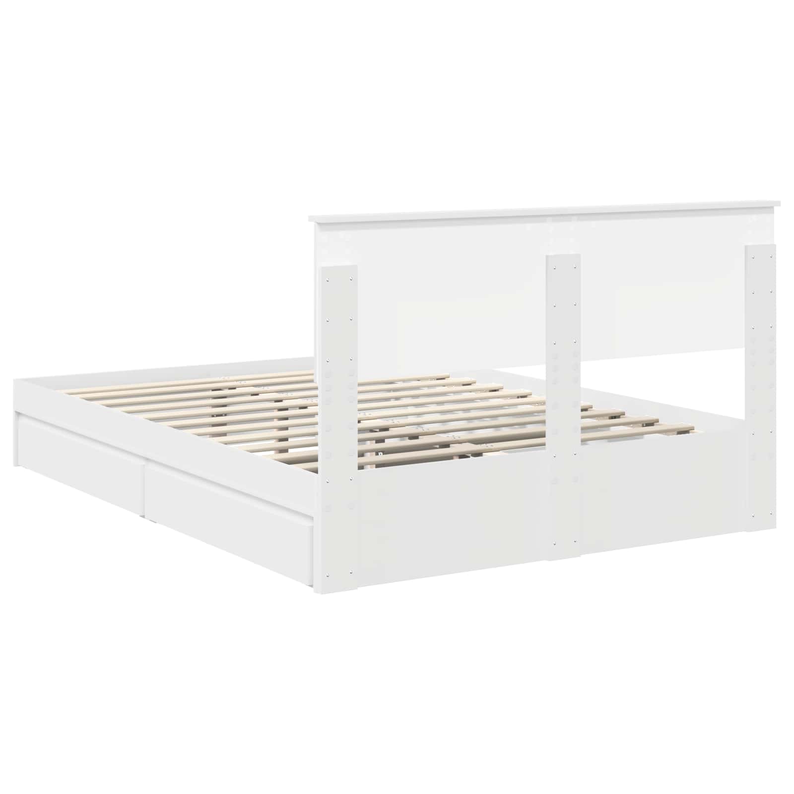 Förvaringssäng med huvudgavel Vit 140 x 200 cm Konstruerat trä
