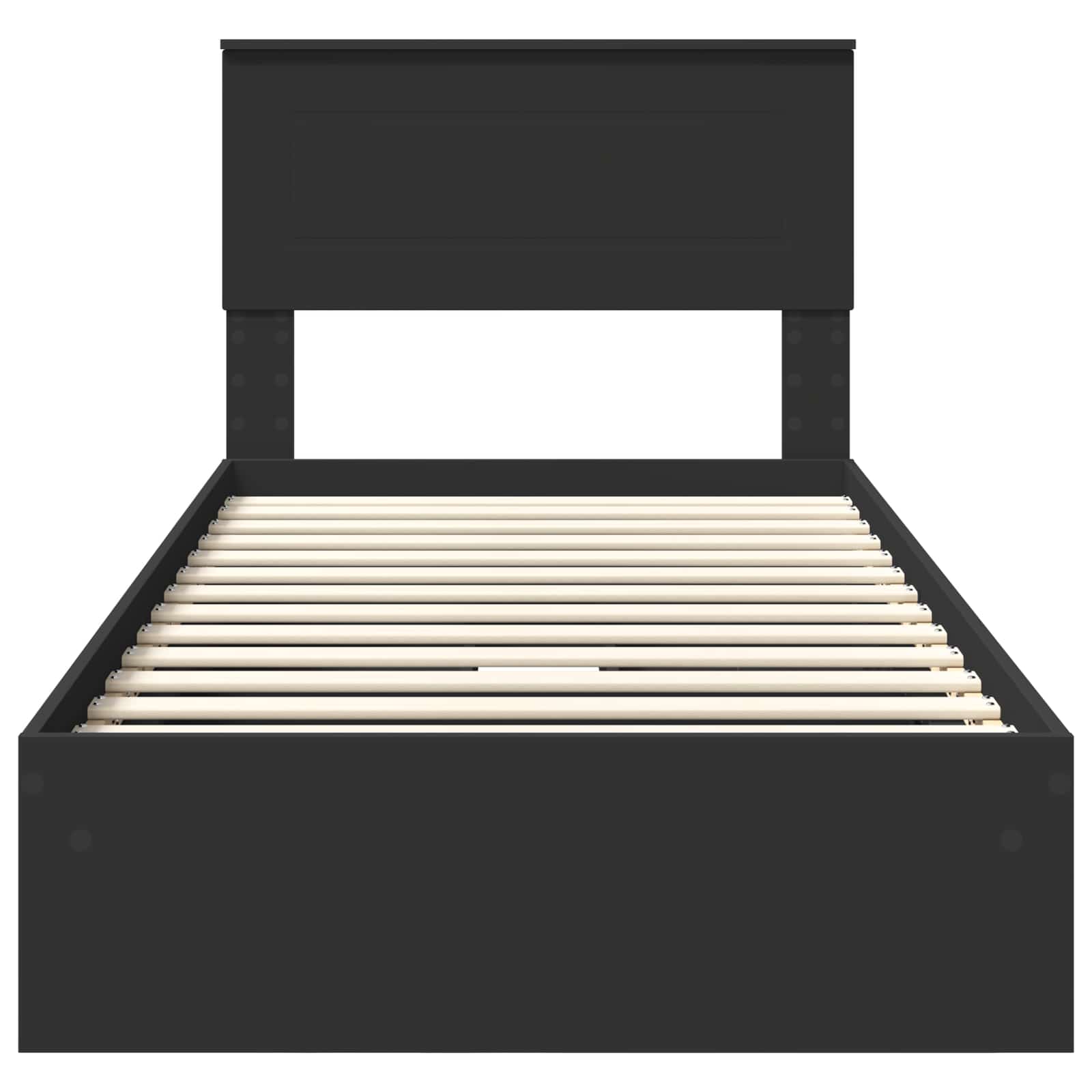 Förvaringssäng med huvudgavel Svart 75 x 190 cm Konstruerat trä