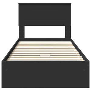 Förvaringssäng med huvudgavel Svart 75 x 190 cm Konstruerat trä