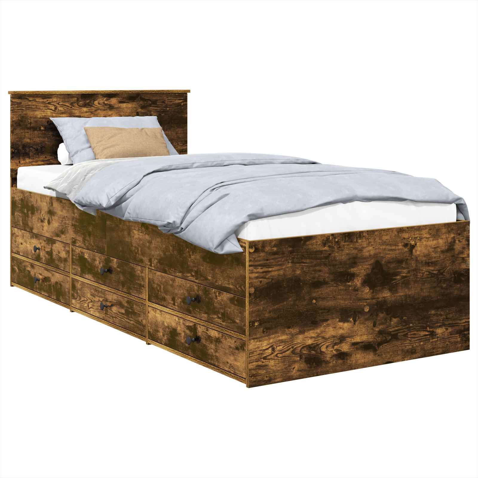 Sängsoffa Rökt Ek och Svart 90 x 200 cm Konstruerat trä