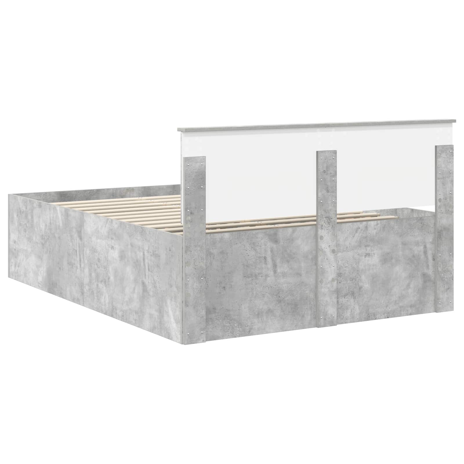 Sängram med huvudgavel Betonggrå 150 x 200 cm Konstruerat trä