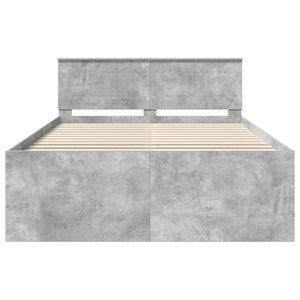 Sängram med huvudgavel Betonggrå 150 x 200 cm Konstruerat trä