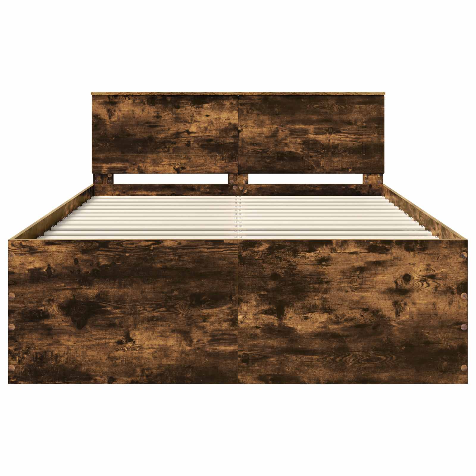 Sängram med huvudgavel Rökt ek 140 x 190 cm Konstruerat trä