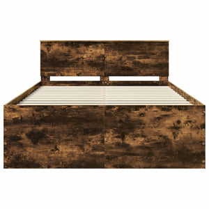 Sängram med huvudgavel Rökt ek 140 x 190 cm Konstruerat trä