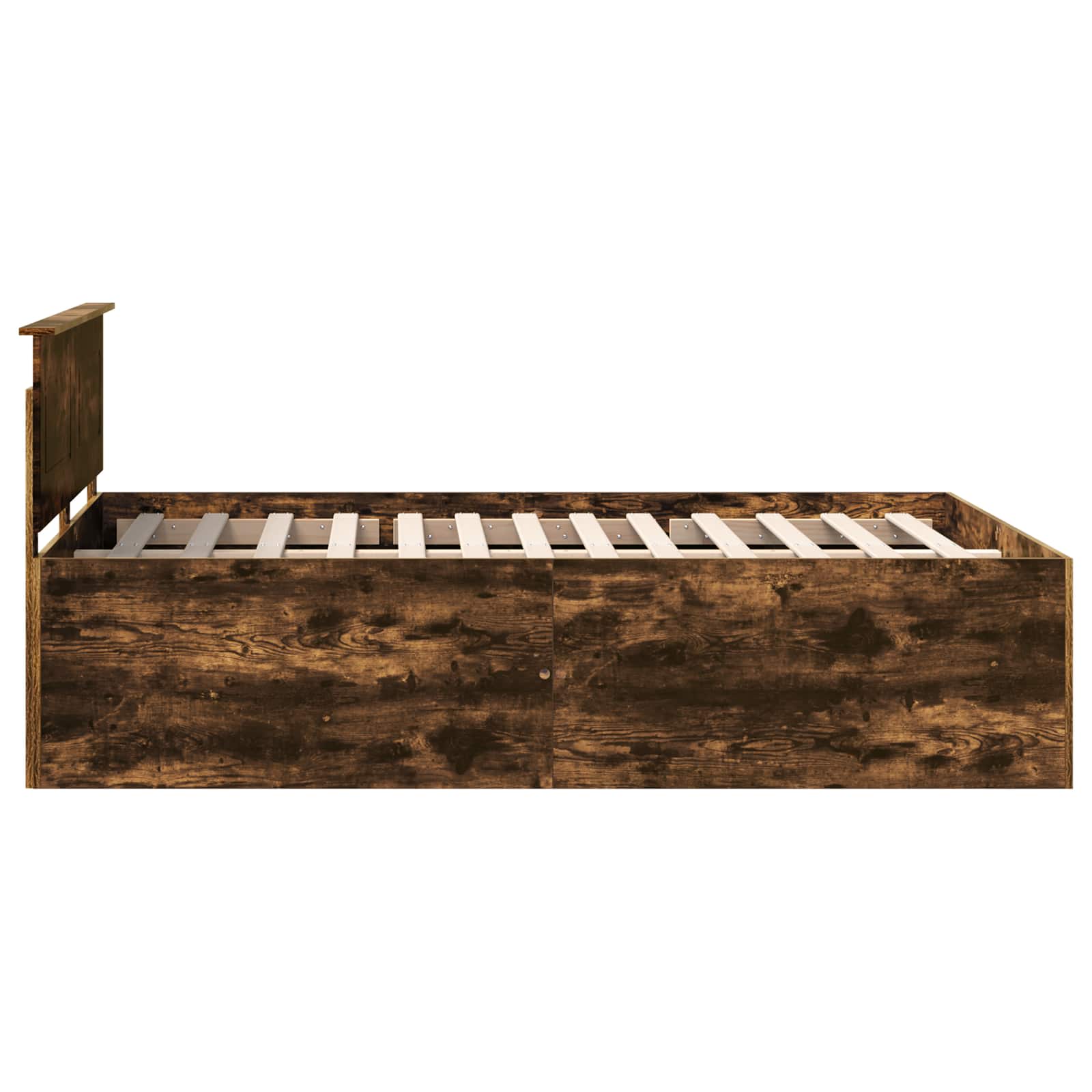 Sängram med huvudgavel Rökt ek 140 x 190 cm Konstruerat trä