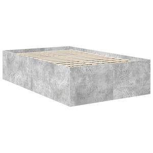 Sängram med huvudgavel Betonggrå 135 x 190 cm Konstruerat trä