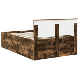 Sängram med huvudgavel Rökt ek 120 x 190 cm Konstruerat trä