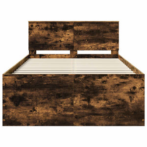Sängram med huvudgavel Rökt ek 120 x 200 cm Konstruerat trä
