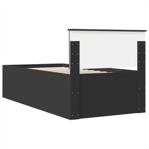 Sängram med huvudgavel Svart 120 x 200 cm Konstruerat trä