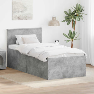 Sängram med huvudgavel Betonggrå 120 x 200 cm Konstruerat trä