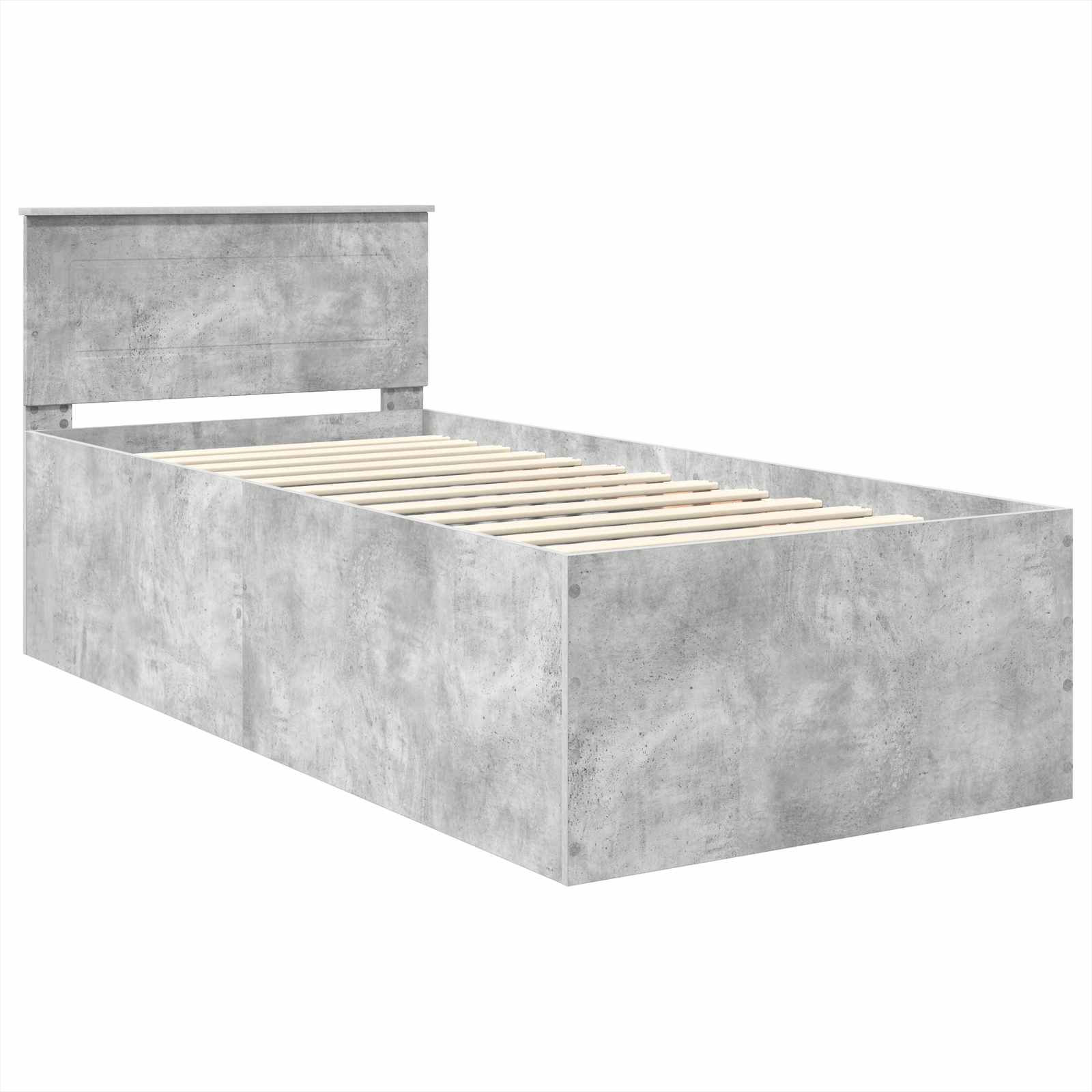 Sängram med huvudgavel Betonggrå 120 x 200 cm Konstruerat trä