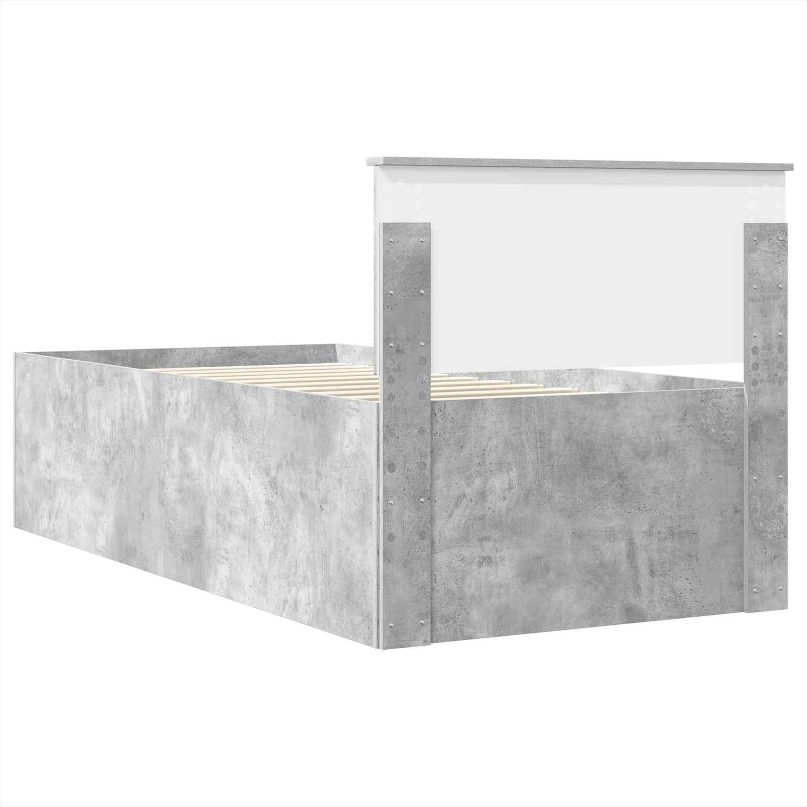 Sängram med huvudgavel Betonggrå 120 x 200 cm Konstruerat trä