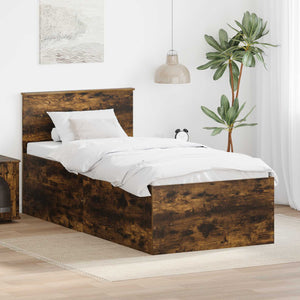 Sängram med huvudgavel Rökt ek 120 x 200 cm Konstruerat trä