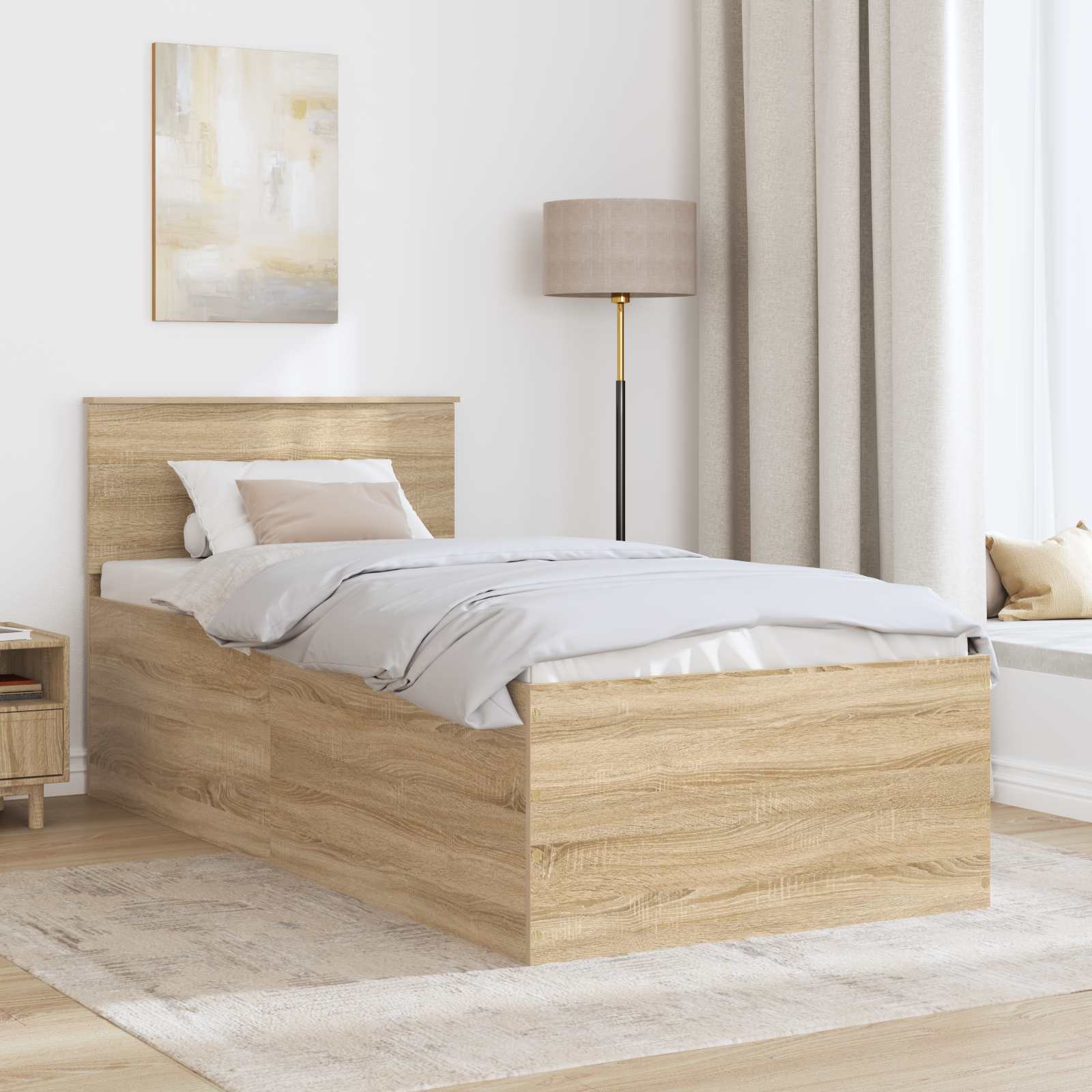Sängram med huvudgavel Sonoma-ek 90 x 190 cm Konstruerat trä