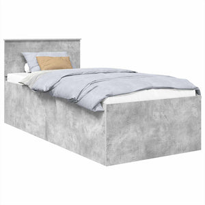 Sängram med huvudgavel Betonggrå 90 x 190 cm Konstruerat trä