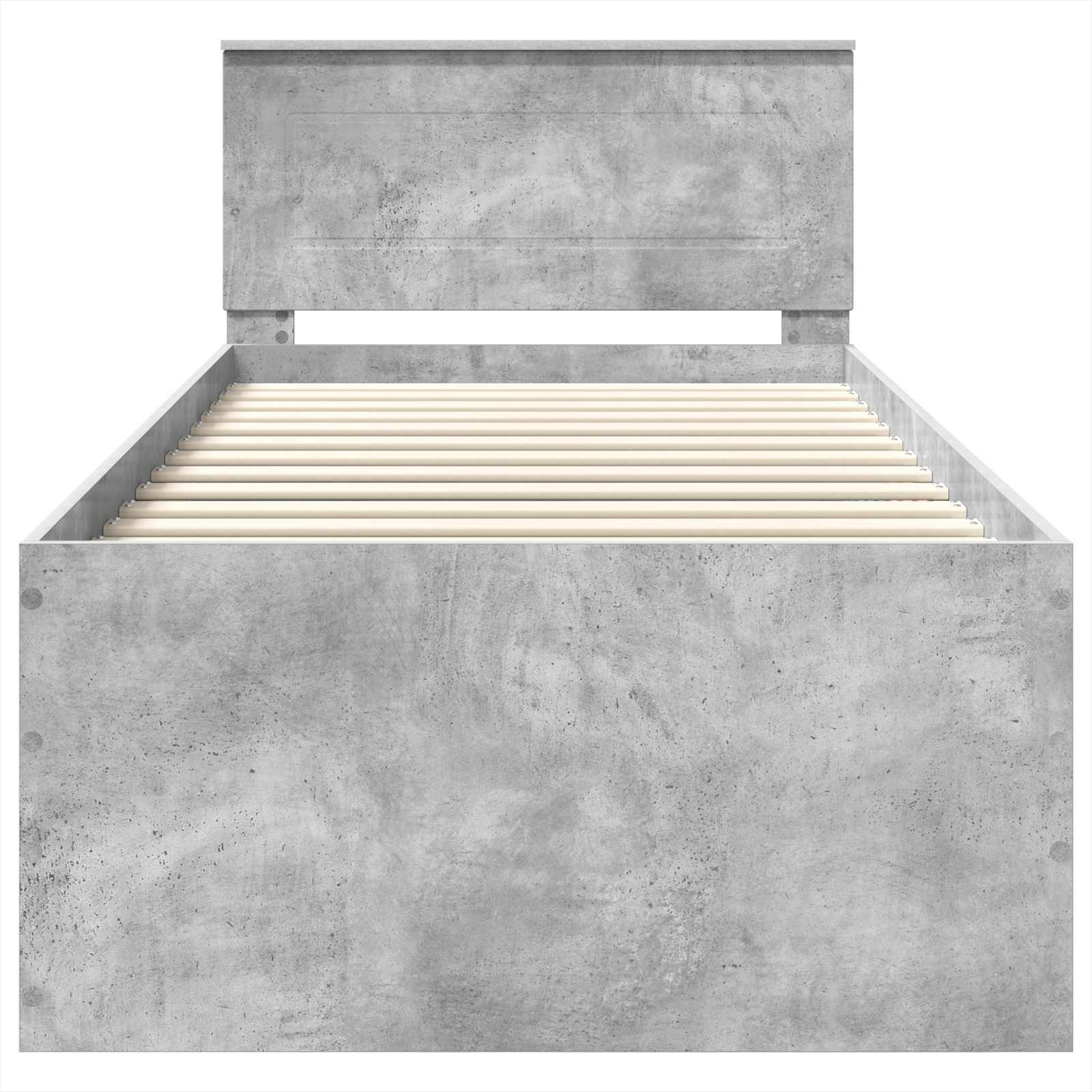 Sängram med huvudgavel Betonggrå 90 x 190 cm Konstruerat trä
