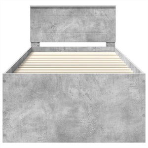 Sängram med huvudgavel Betonggrå 90 x 190 cm Konstruerat trä