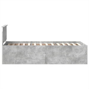 Sängram med huvudgavel Betonggrå 90 x 190 cm Konstruerat trä
