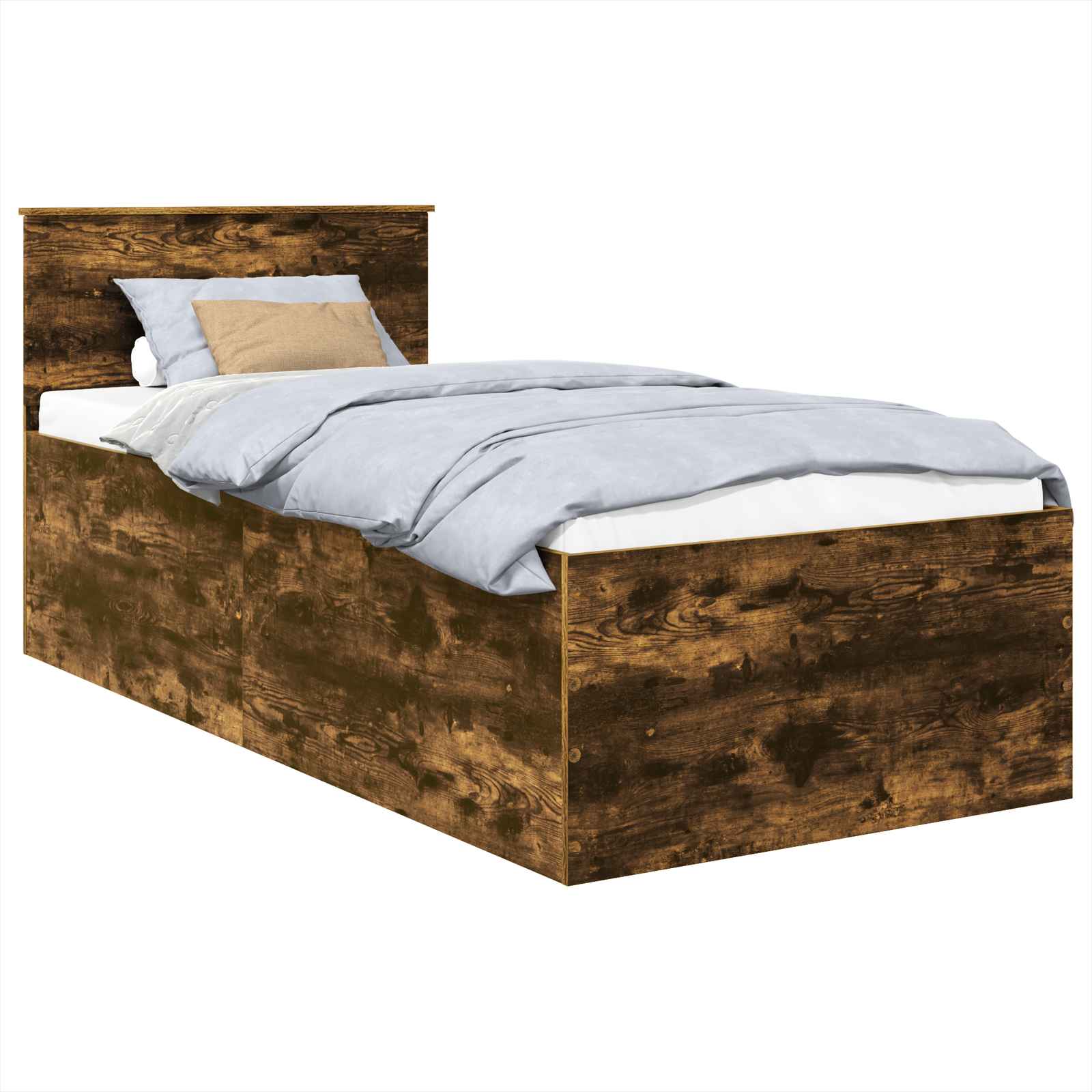 Sängram med huvudgavel Rökt ek 90 x 190 cm Konstruerat trä