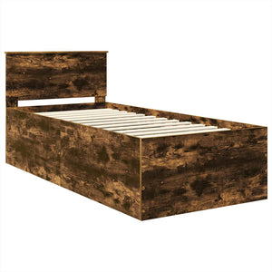 Sängram med huvudgavel Rökt ek 90 x 200 cm Konstruerat trä