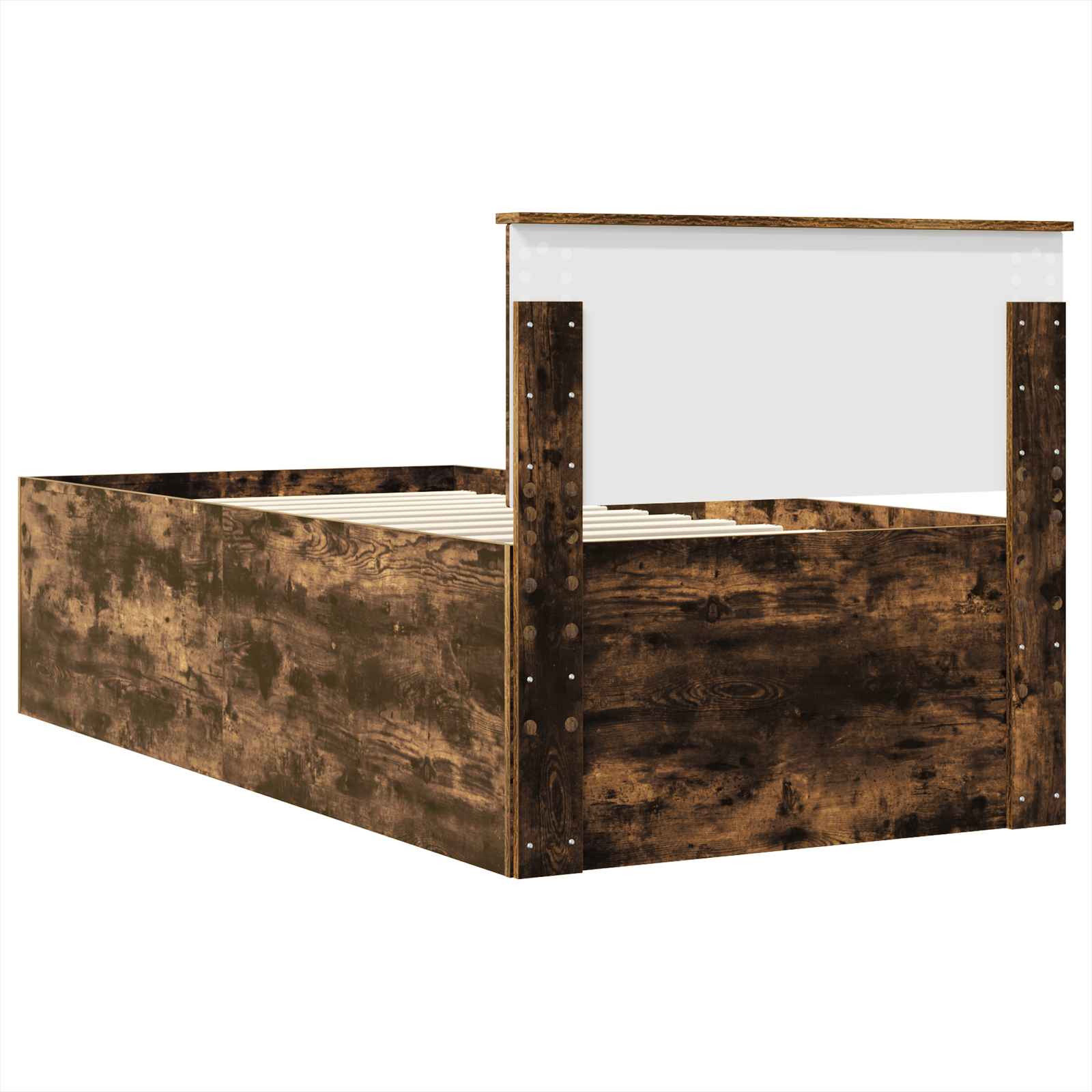 Sängram med huvudgavel Rökt ek 90 x 200 cm Konstruerat trä