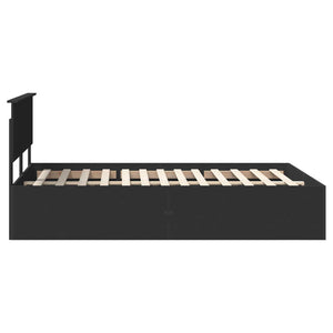 Sängram med huvudgavel Svart 150 x 200 cm Konstruerat trä