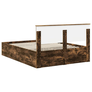 Sängram med huvudgavel Rökt ek 150 x 200 cm Konstruerat trä