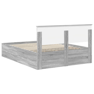 Sängram med huvudgavel Grå Sonoma 140 x 200 cm Konstruerat trä