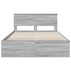 Sängram med huvudgavel Grå Sonoma 140 x 200 cm Konstruerat trä