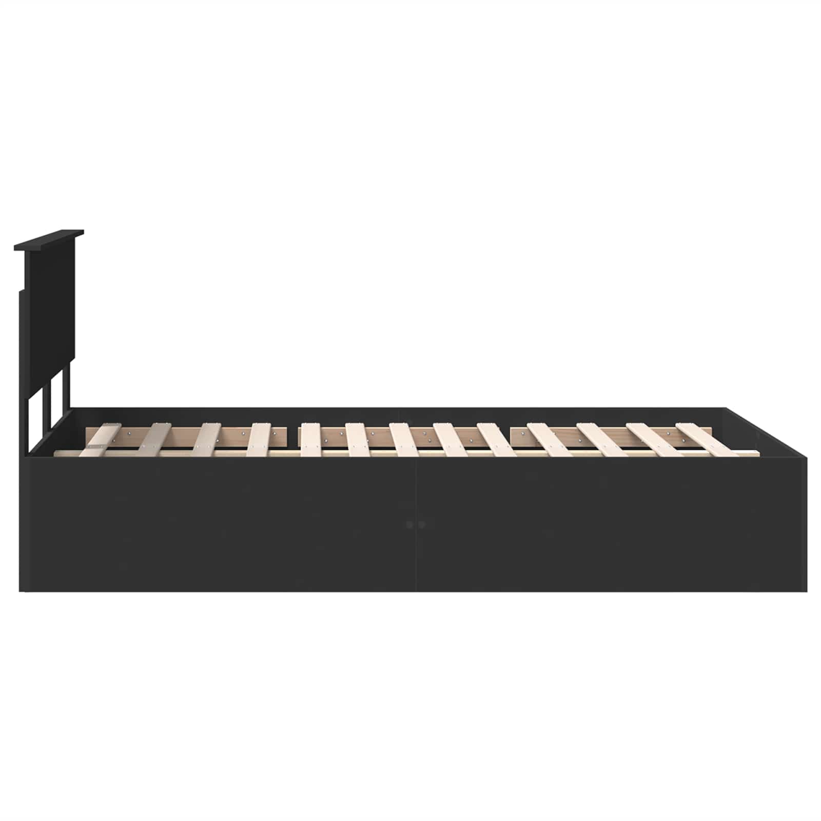 Sängram med huvudgavel Svart 135 x 190 cm Konstruerat trä