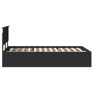 Sängram med huvudgavel Svart 135 x 190 cm Konstruerat trä