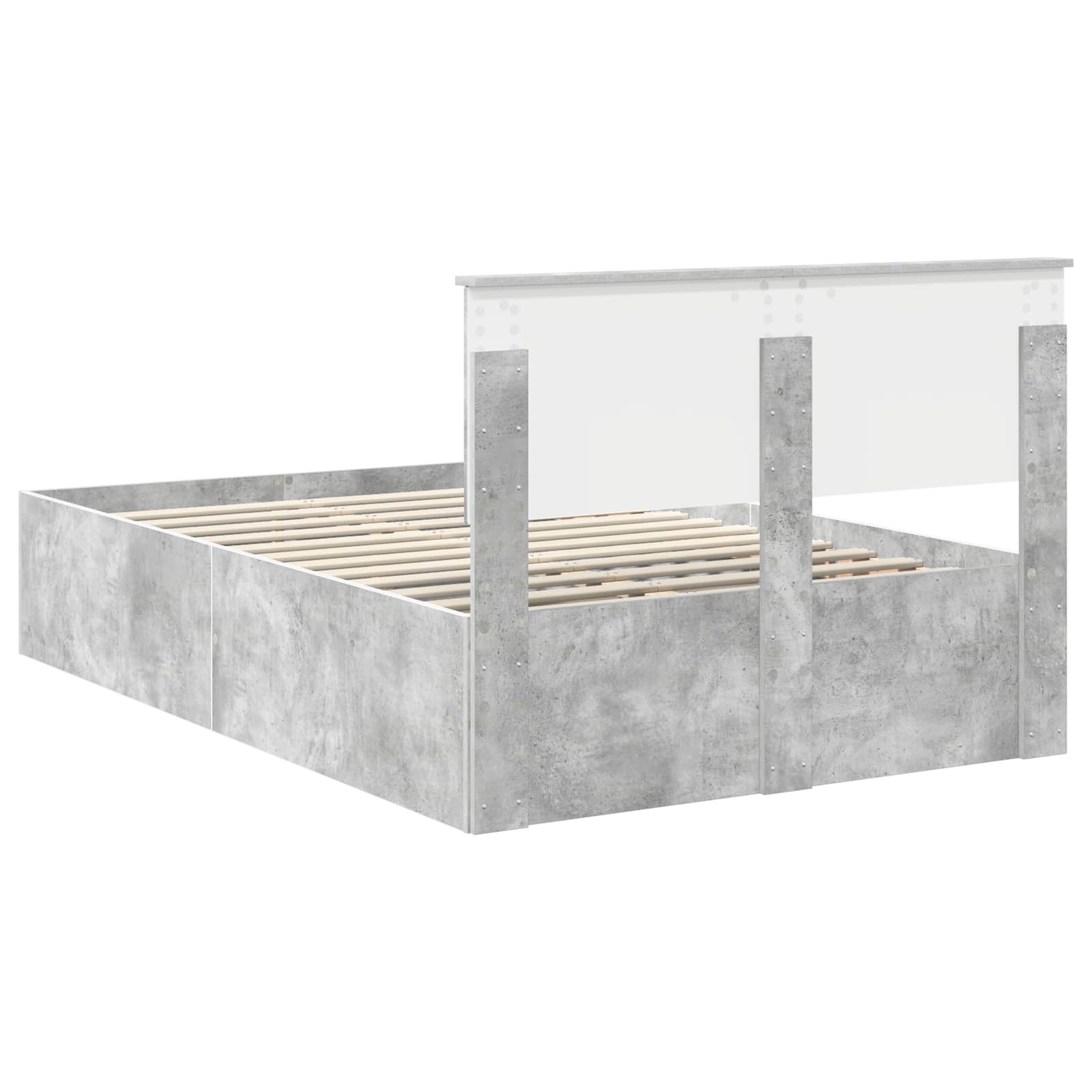 Sängram med huvudgavel Betonggrå 135 x 190 cm Konstruerat trä
