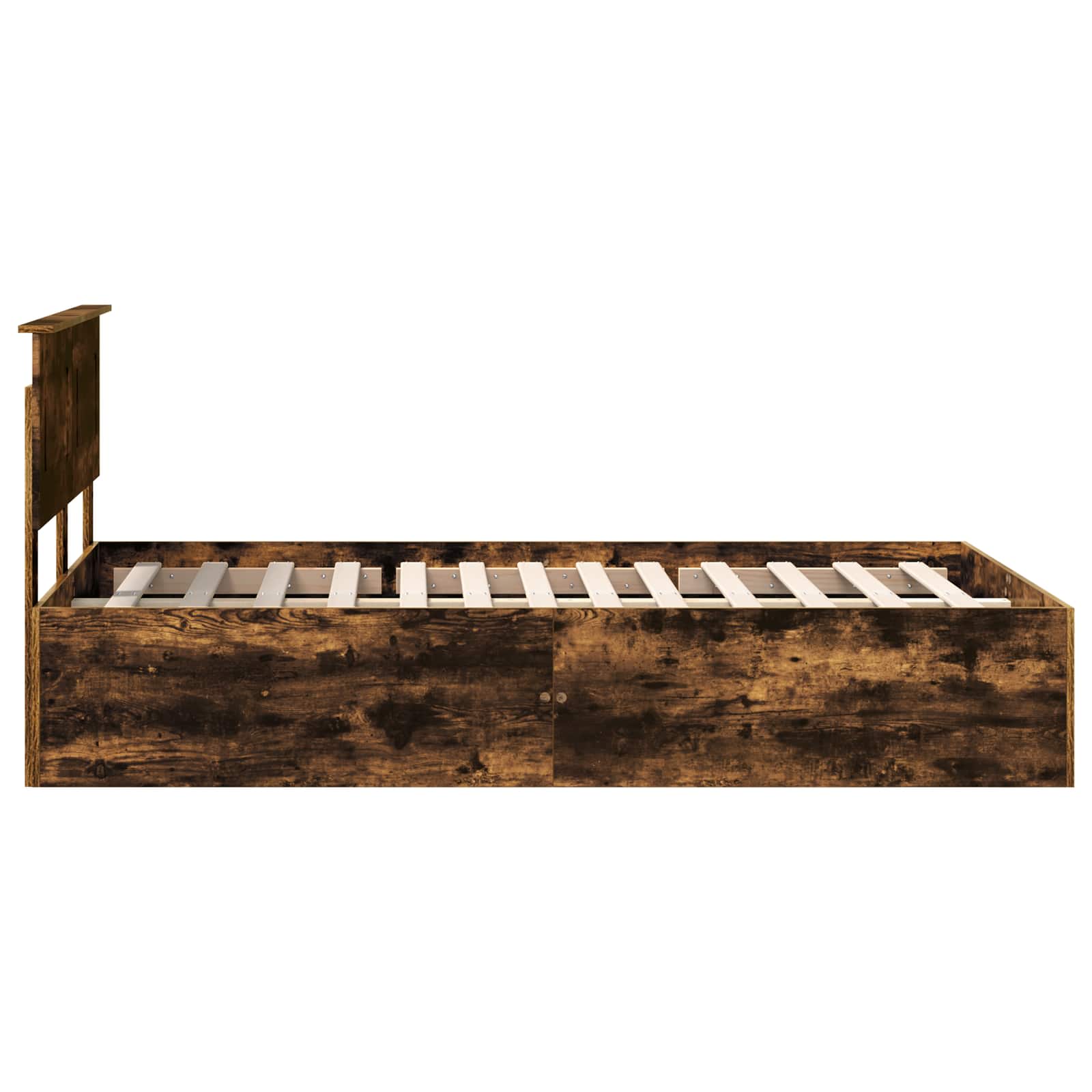 Sängram med huvudgavel Rökt ek 120 x 190 cm Konstruerat trä