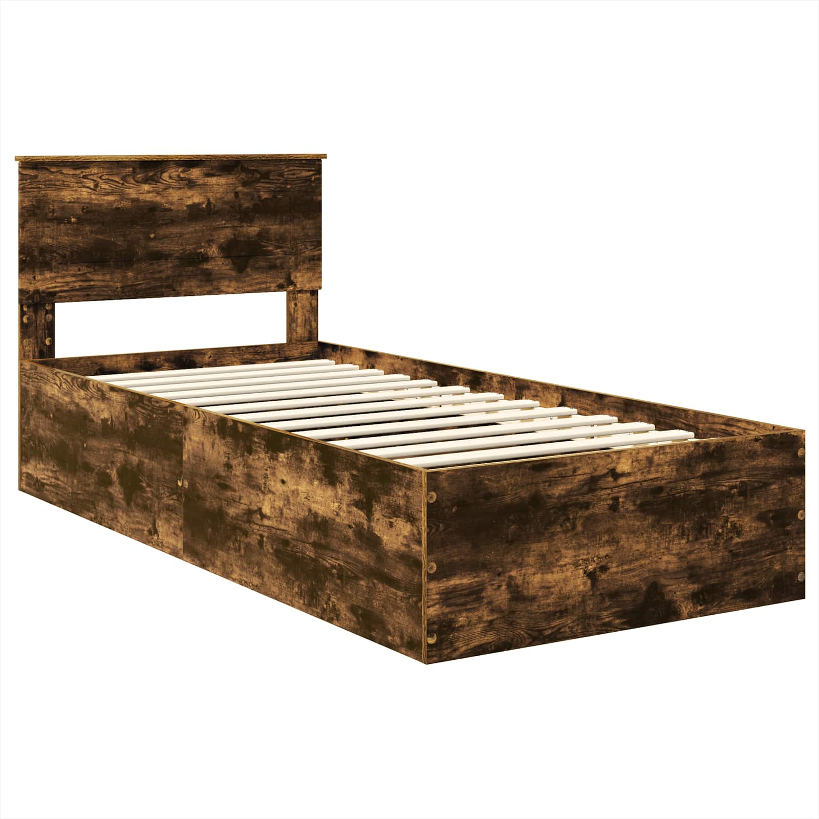 Sängram med huvudgavel Rökt ek 90 x 190 cm Konstruerat trä