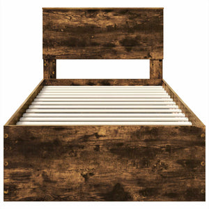 Sängram med huvudgavel Rökt ek 90 x 190 cm Konstruerat trä