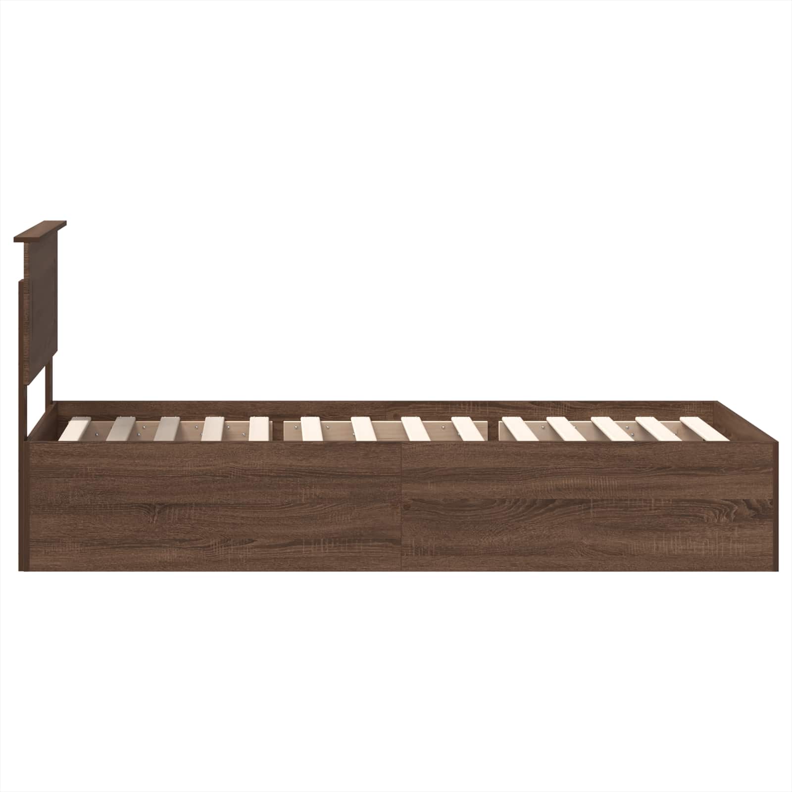 Sängram med huvudgavel Brun Ek 90 x 190 cm Konstruerat trä