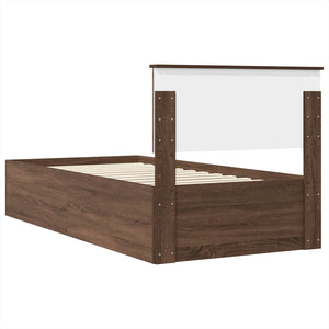 Sängram med huvudgavel Brun Ek 90 x 200 cm Konstruerat trä