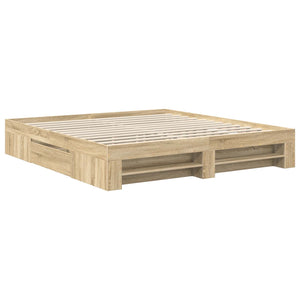 Sängram med huvudgavel Sonoma-ek 200 x 200 cm Konstruerat trä